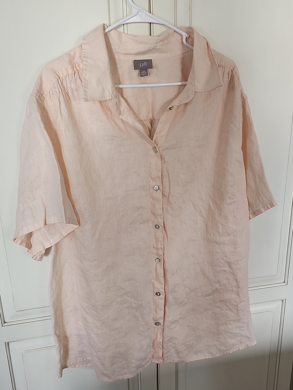J. Jill Peach Short-Sleeve Linen Button-Down Shirt